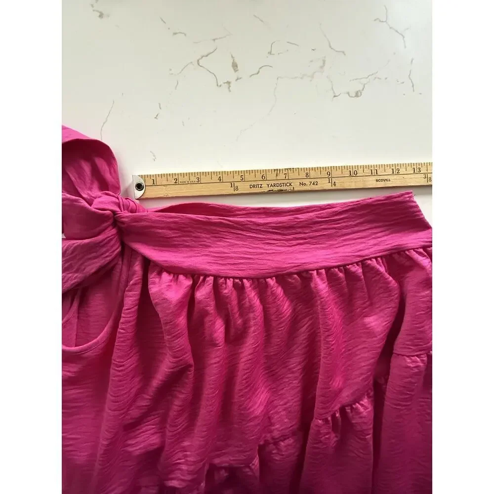 Entro Tiered High Low Skirt Pink Fuscia Size Small Boho Peasant Coastal
